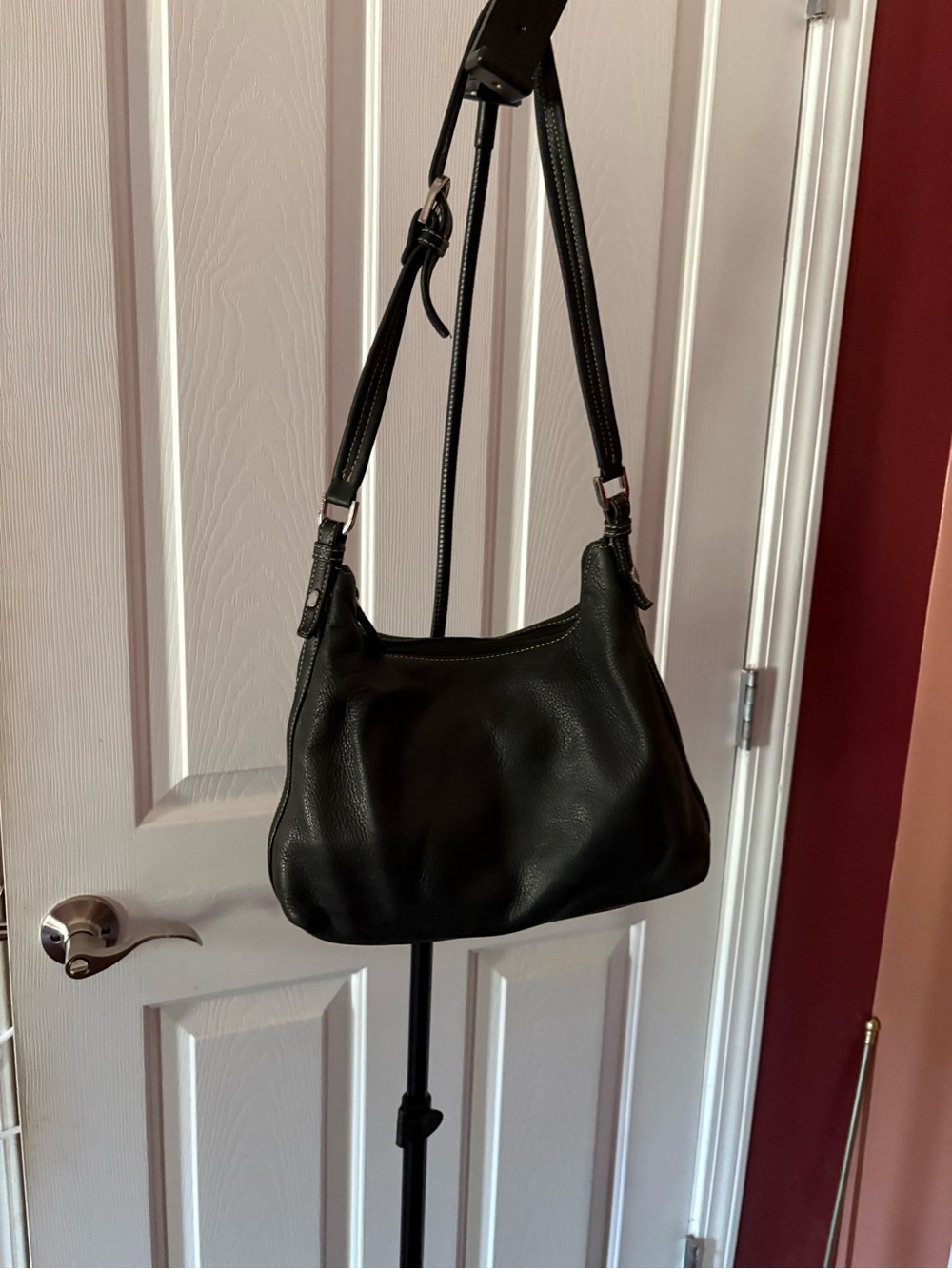 Charter Club Black Pebbled Leather Shoulder Bag